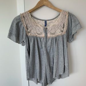 Free People Top with Lace Detail